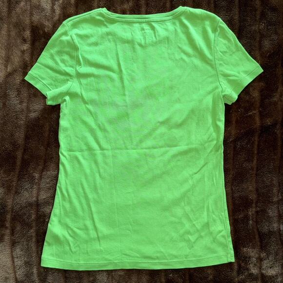 Talbots PP Solid‎ Green Pima Cotton Soft Knit Cap Sleeve Scoop Neck T-Shirt FS - Picture 3 of 4